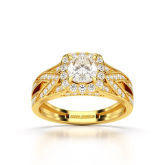 1.55 CT Cushion Cut Layered Halo Lab Diamond Ring
