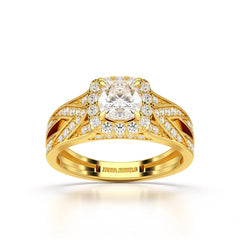 1.55 CT Cushion Cut Layered Halo Lab Diamond Ring