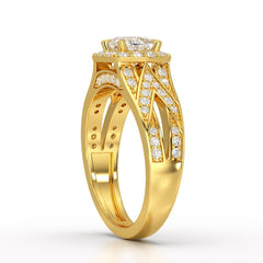 1.55 CT Cushion Cut Layered Halo Lab Diamond Ring