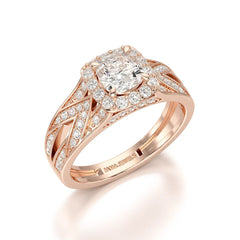 1.55 CT Cushion Cut Layered Halo Lab Diamond Ring