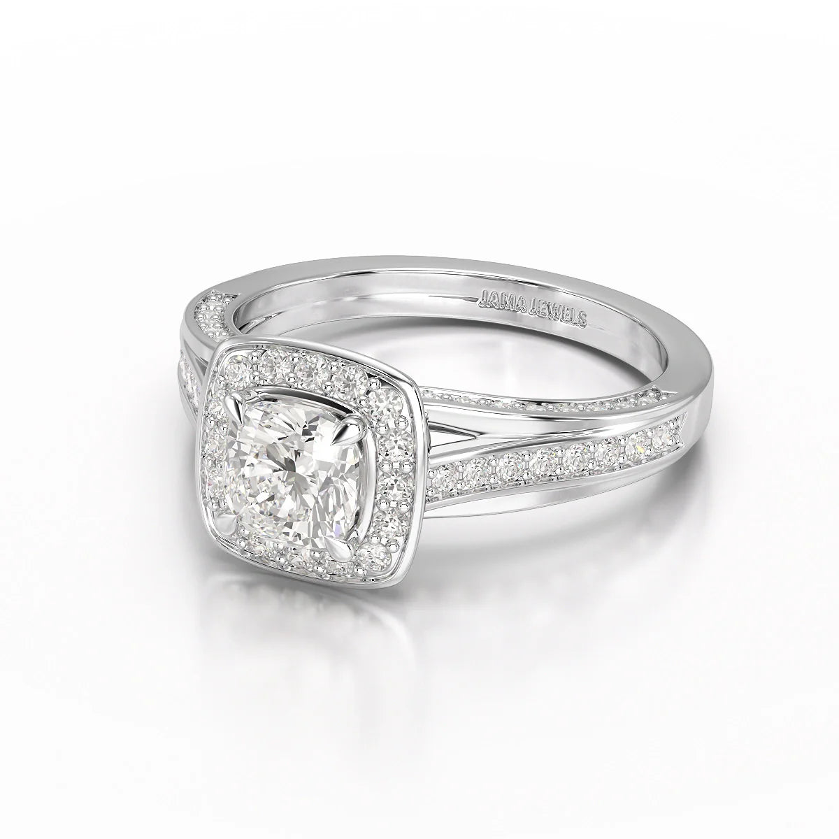 1.53 CT Cushion Cut Halo Lab Diamond Ring