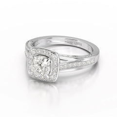 1.53 CT Cushion Cut Halo Lab Diamond Ring