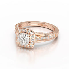 1.53 CT Cushion Cut Halo Lab Diamond Ring
