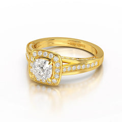 1.53 CT Cushion Cut Halo Lab Diamond Ring