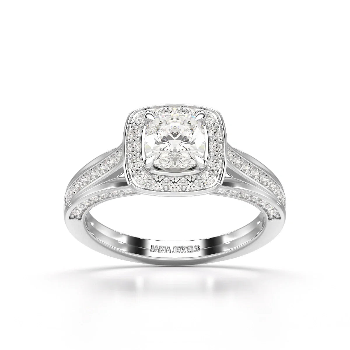 1.53 CT Cushion Cut Halo Lab Diamond Ring