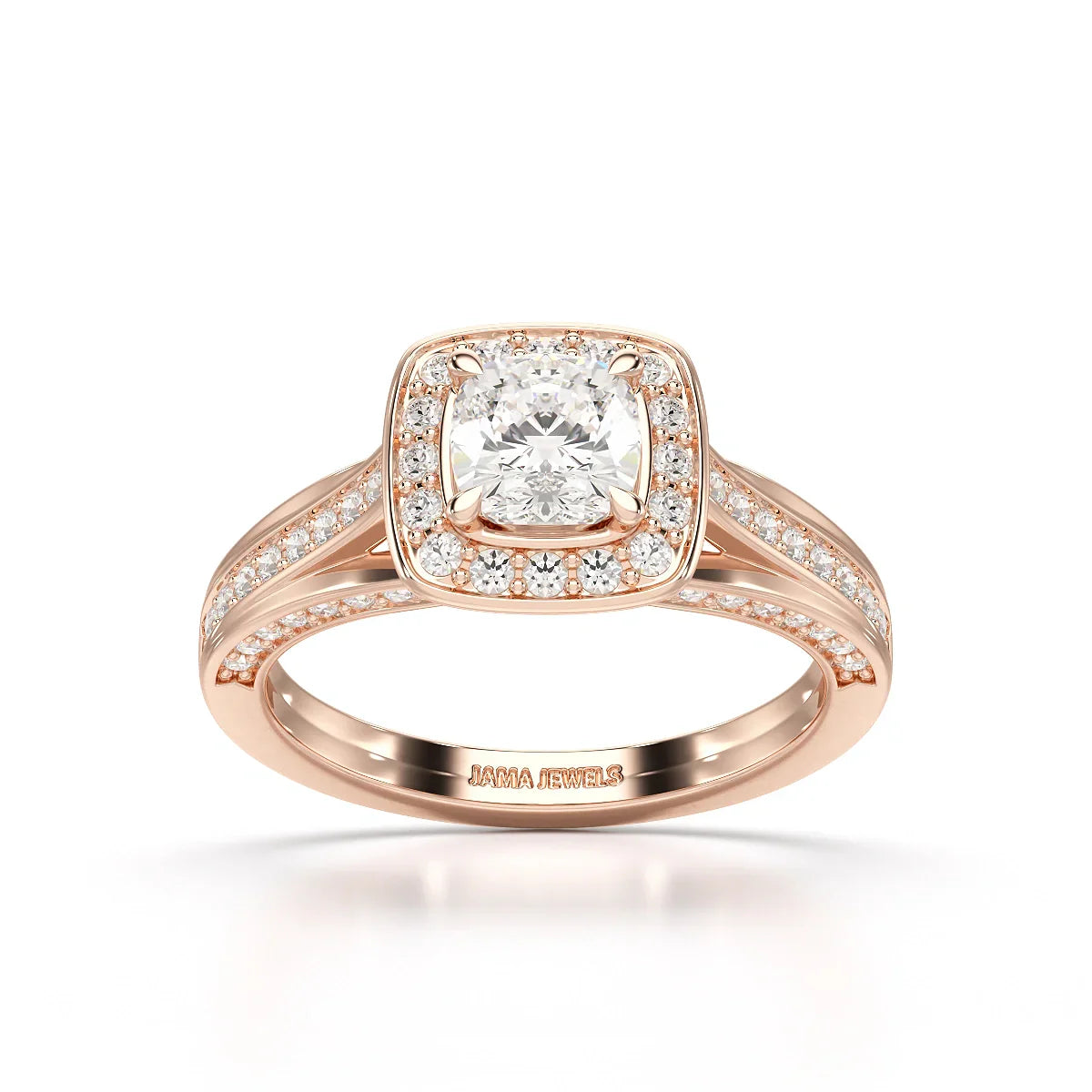 1.53 CT Cushion Cut Halo Lab Diamond Ring