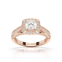 1.53 CT Cushion Cut Halo Lab Diamond Ring