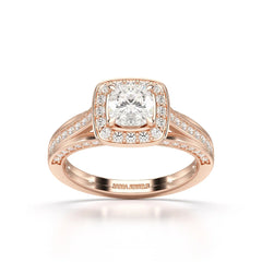 1.53 CT Cushion Cut Halo Lab Diamond Ring