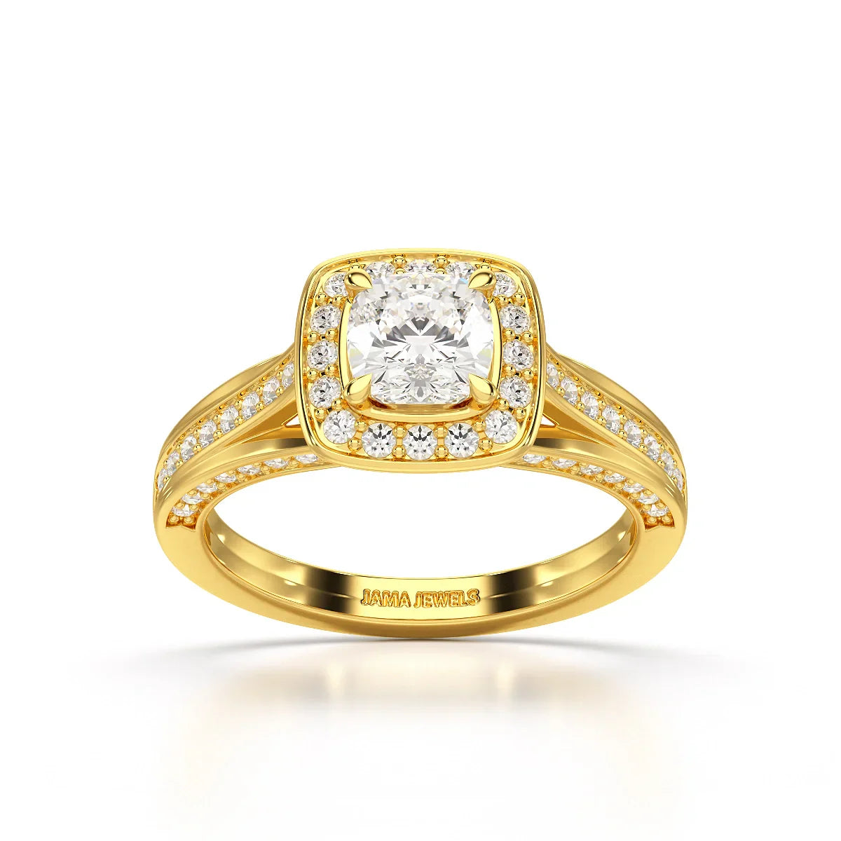 1.53 CT Cushion Cut Halo Lab Diamond Ring
