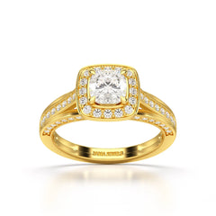 1.53 CT Cushion Cut Halo Lab Diamond Ring