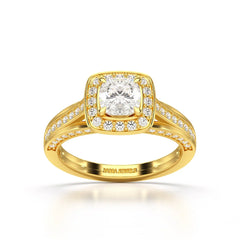 1.53 CT Cushion Cut Halo Lab Diamond Ring