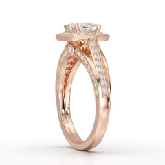 1.53 CT Cushion Cut Halo Lab Diamond Ring