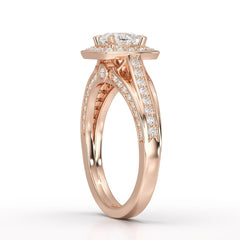 1.53 CT Cushion Cut Halo Lab Diamond Ring