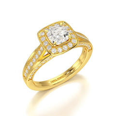 1.53 CT Cushion Cut Halo Lab Diamond Ring
