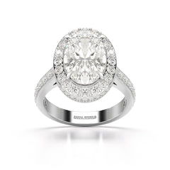 6.47 CT Oval Cut Hidden Halo Lab Diamond Ring