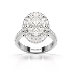 6.47 CT Oval Cut Hidden Halo Lab Diamond Ring