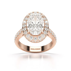 6.47 CT Oval Cut Hidden Halo Lab Diamond Ring