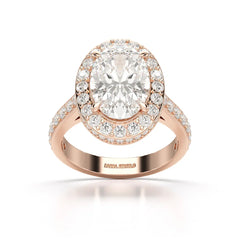 6.47 CT Oval Cut Hidden Halo Lab Diamond Ring
