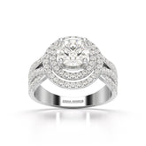 2.15 CT Round Cut Layered Halo Lab Diamond Ring