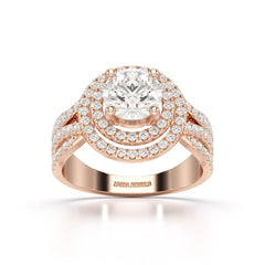 2.15 CT Round Cut Layered Halo Lab Diamond Ring