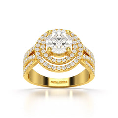 2.15 CT Round Cut Layered Halo Lab Diamond Ring