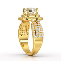 2.15 CT Round Cut Layered Halo Lab Diamond Ring