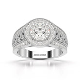 2.03 CT Round Cut Halo Lab Diamond Ring