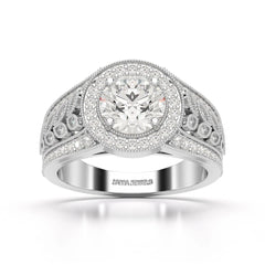 2.03 CT Round Cut Halo Lab Diamond Ring