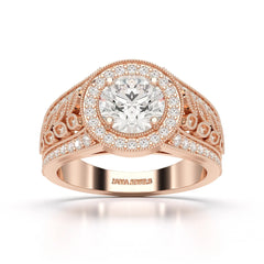 2.03 CT Round Cut Halo Lab Diamond Ring