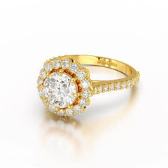 2.42 CT Round Cut Halo Lab Diamond Ring