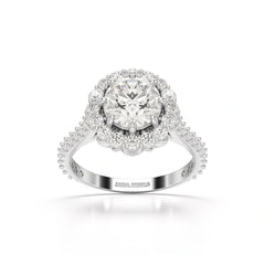 2.42 CT Round Cut Halo Lab Diamond Ring