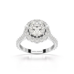 2.42 CT Round Cut Halo Lab Diamond Ring