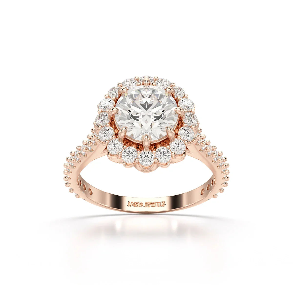 2.42 CT Round Cut Halo Lab Diamond Ring