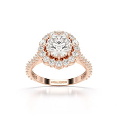 2.42 CT Round Cut Halo Lab Diamond Ring