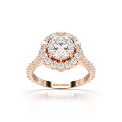 2.42 CT Round Cut Halo Lab Diamond Ring