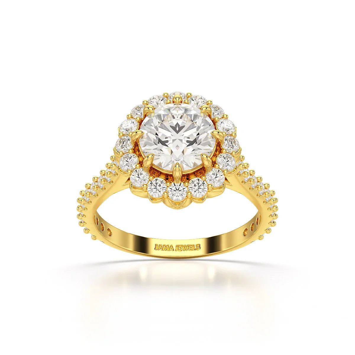 2.42 CT Round Cut Halo Lab Diamond Ring