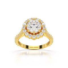 2.42 CT Round Cut Halo Lab Diamond Ring