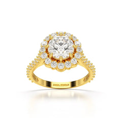 2.42 CT Round Cut Halo Lab Diamond Ring