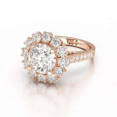 4 CT Round Cut Halo Lab Diamond Ring