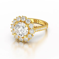 4 CT Round Cut Halo Lab Diamond Ring
