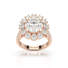 4 CT Round Cut Halo Lab Diamond Ring