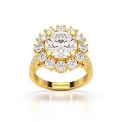 4 CT Round Cut Halo Lab Diamond Ring