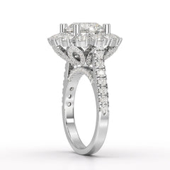 4 CT Round Cut Halo Lab Diamond Ring