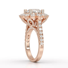 4 CT Round Cut Halo Lab Diamond Ring