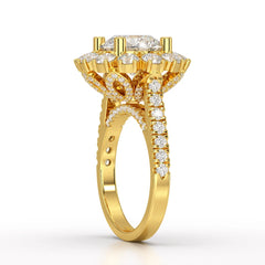 4 CT Round Cut Halo Lab Diamond Ring