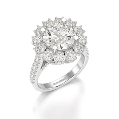 4 CT Round Cut Halo Lab Diamond Ring