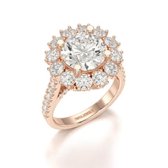 4 CT Round Cut Halo Lab Diamond Ring