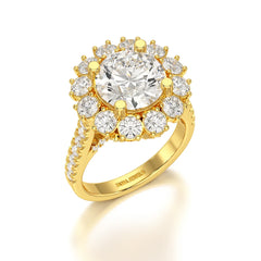 4 CT Round Cut Halo Lab Diamond Ring