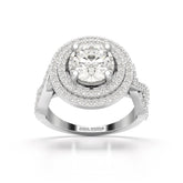 3.12 CT Round Cut Layered Halo Lab Diamond Ring