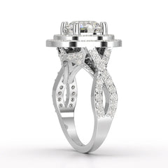 3 CT Round Cut Layered Halo Lab Diamond Ring